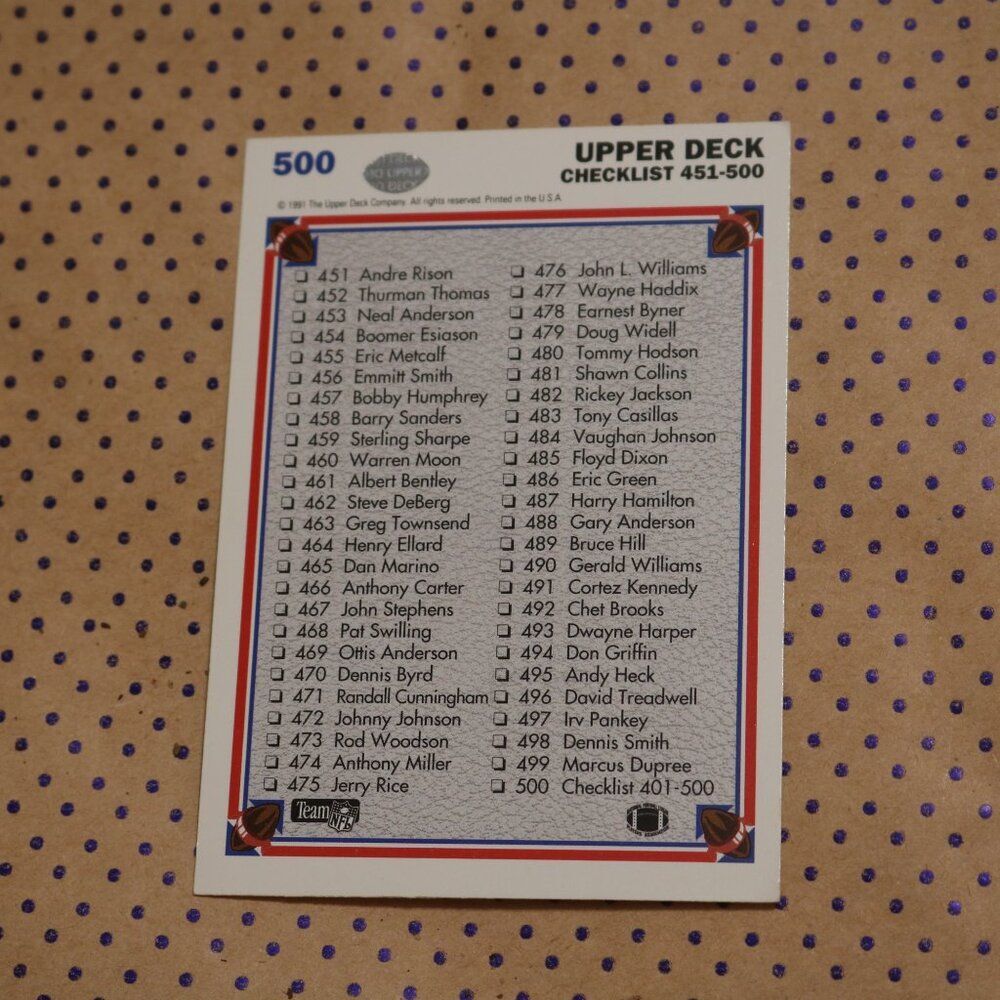 Checklist #500 Football Card - Picture 2 of 2